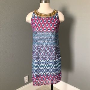 NWT Francesca’s Whisper Gold Beaded Sleeveless Dress